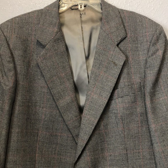 Bellamin sport coat Men's 40R houndstooth plaid gray red wool blazer suit coat - Picture 5 of 14